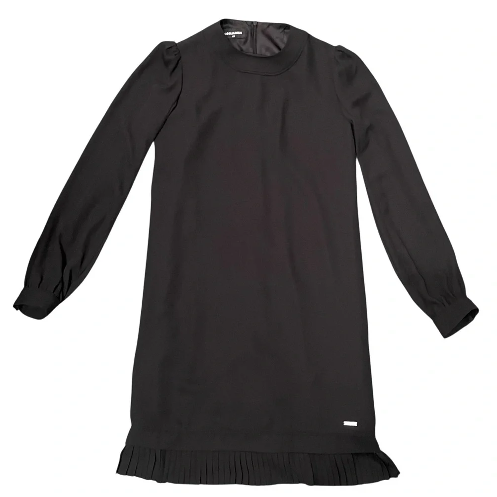 Dsquared2‎ Black Long Sleeves Pleated Bottom Shift Dress Size Girls 14 Years